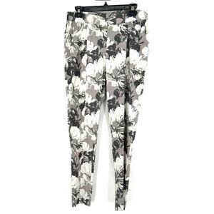 Soft‎ Surroundings Size Medium Pants Gray Floral Print Sueded Feel Elastic Waist